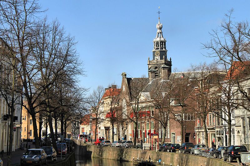 Uitzicht over de Oost- en Westhaven in Gouda